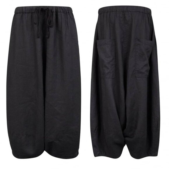 Rundholz Black Label Black Ramie Drawstring Harem Trousers - Picture 1 of 10